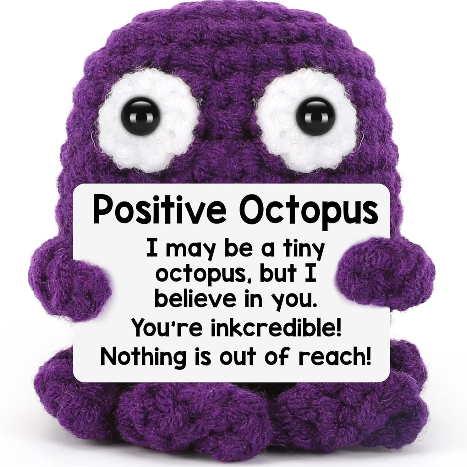 Positive Crochet Octopus Emotional Cheer Up Support Doll Desk Ornament Funny Handmade Wool Knitted Octopus Doll Home Room Decor