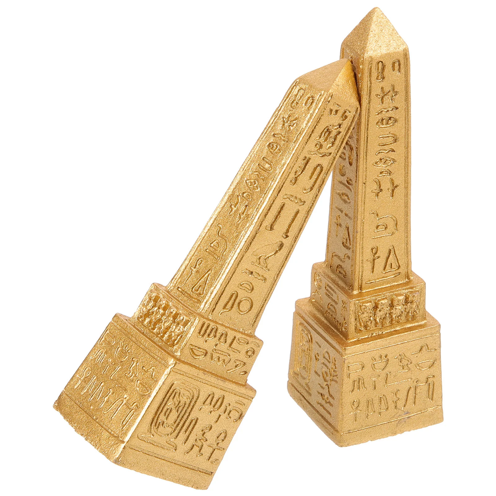 

2 Pcs Egyptian Ornament Sand Table Decor Tower Decoration Golden Resin Temple Figurine Ancient Landmarks