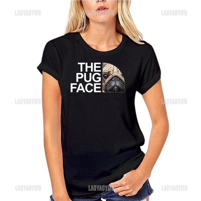 Funny The Pug Face Dog Printed T-shirt Tops Y2k Clothes Graphic T Shirts Men Women Clothes  Short-sleev  O-neck Cotton Tee