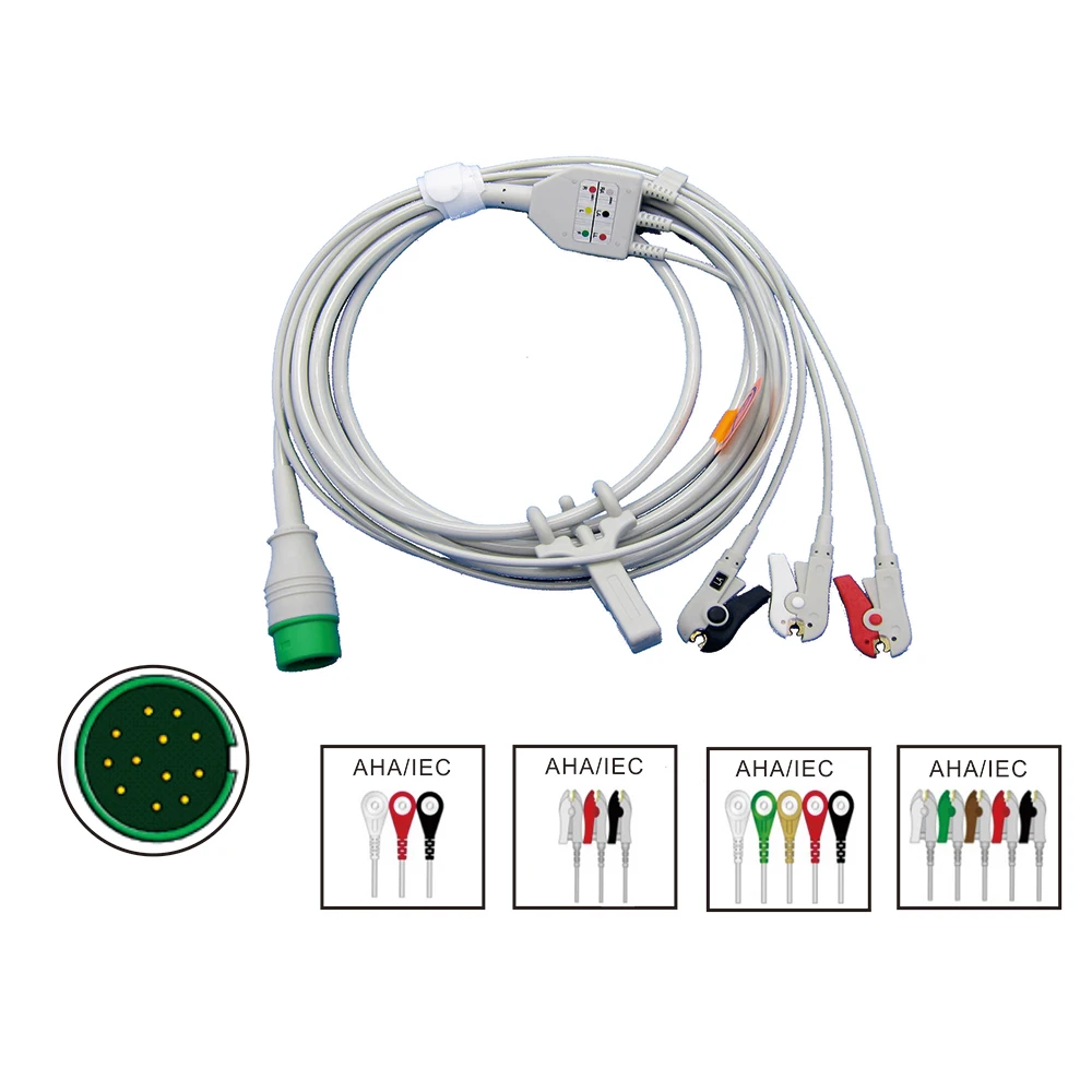 Compatible for COMEN C-series Patient Monitor, 3/5 Leads ECG Cable, Use for ECG Data Monitor, ECG Measurement Sensor Module Kit