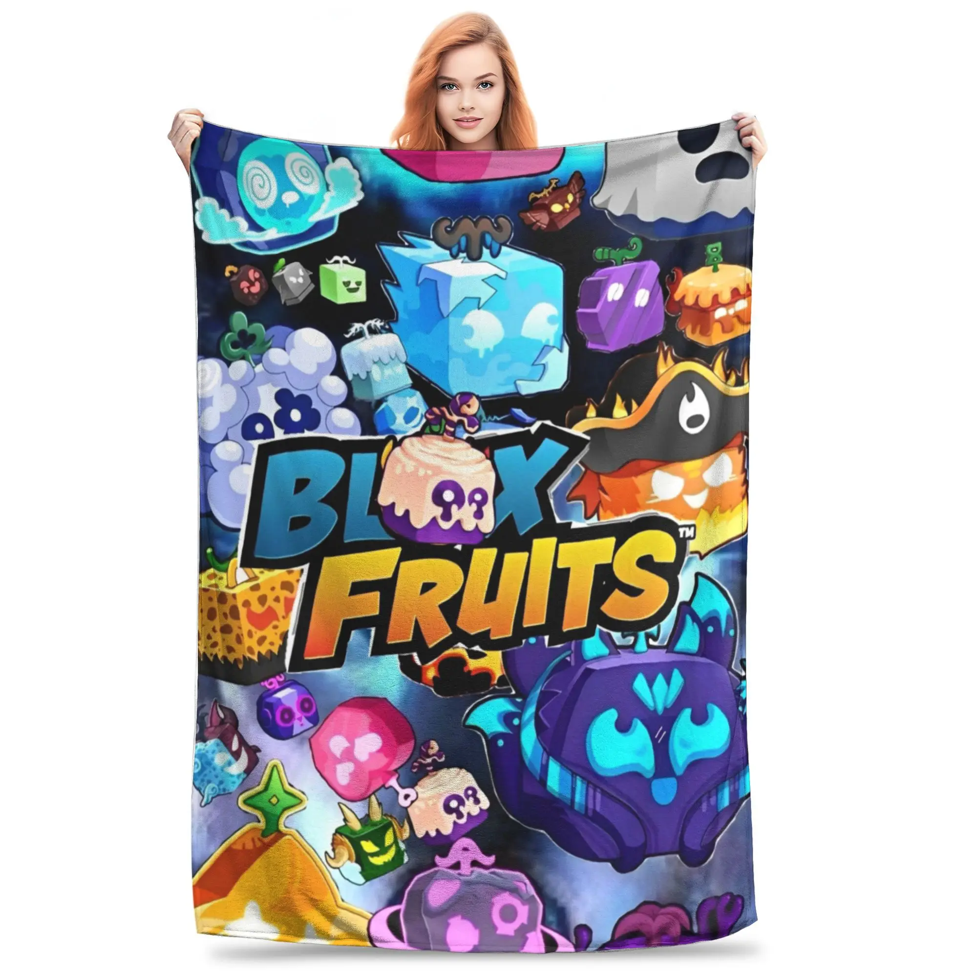 Blox الفواكه لعبة فيديو هدية بطانية للرجال النساء سوبر لينة دافئ رمي البطانيات لغرفة المعيشة 50x60 بوصة أحجام متعددة