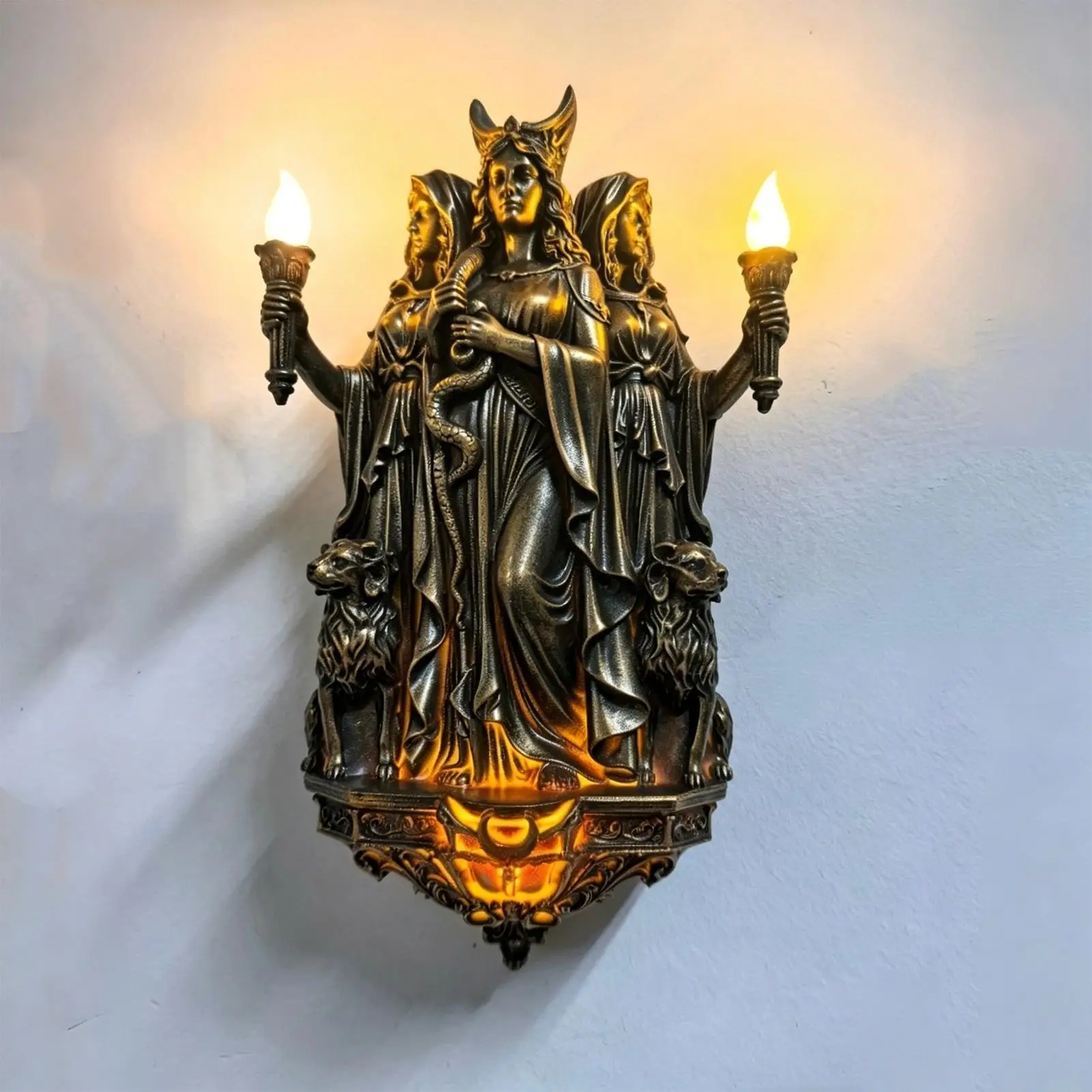 Sculpture Wall Sconce Decorative Gothic Statue Light Vintage Statue Wall Lamp Light Decorative for Bedroom Living Room Hallway