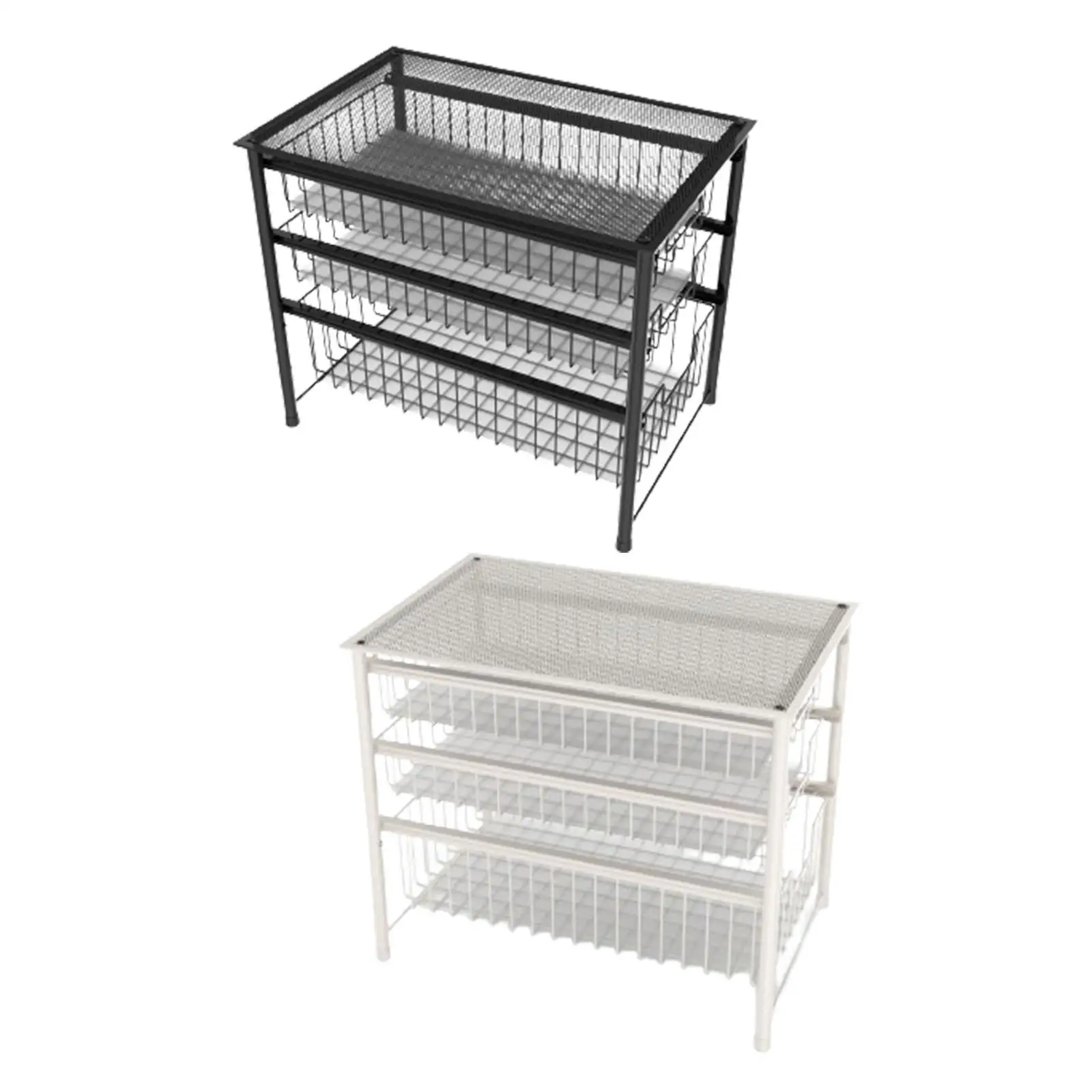 

Sliding Basket Organizer Retractable Storage Holder Kitchenware Rust Resistant