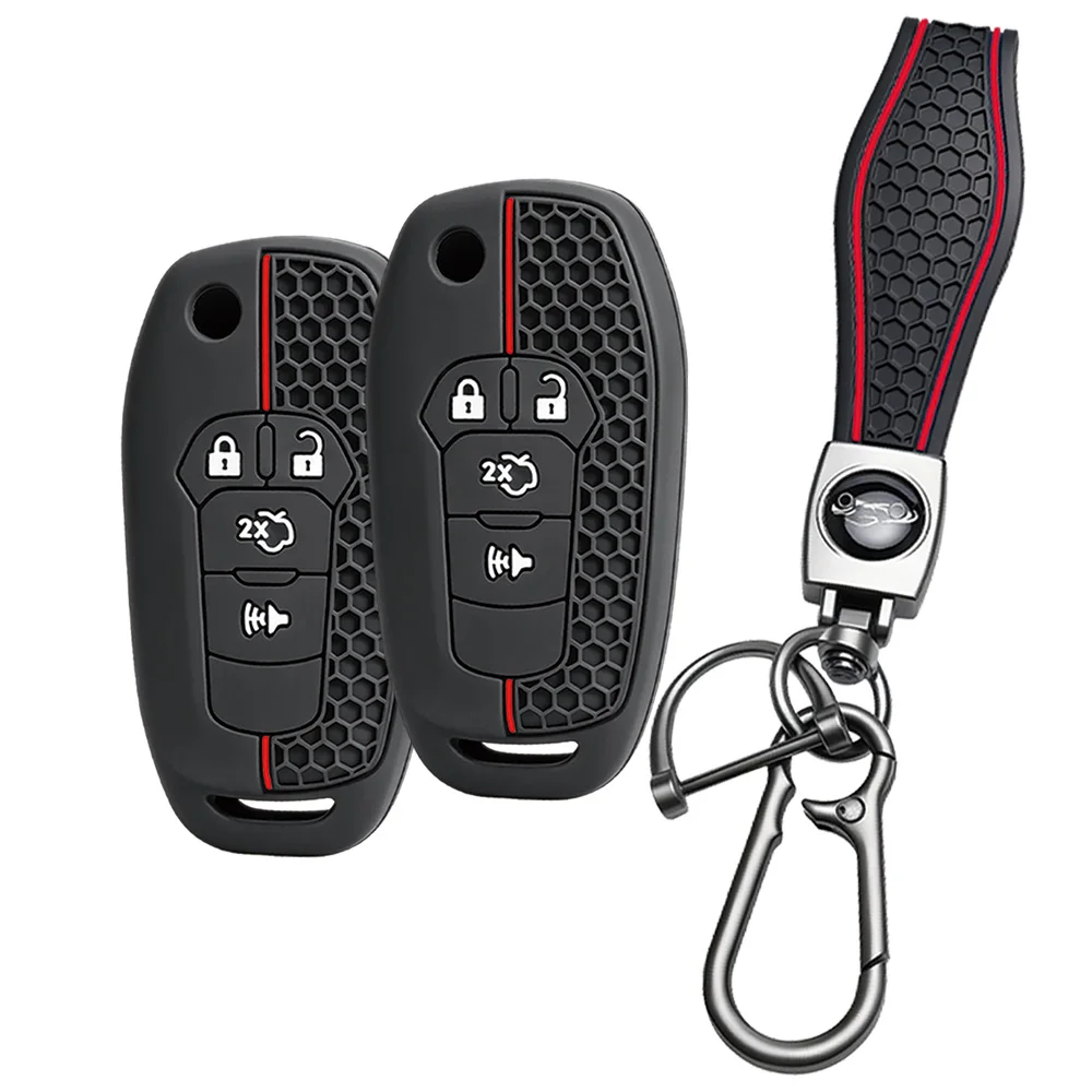 flexible remote fob case For Ford Fiesta Focus Mondeo Kuga C-Max S-Max Galaxy B-Max EcoSport Edge with wrist strap and carabiner