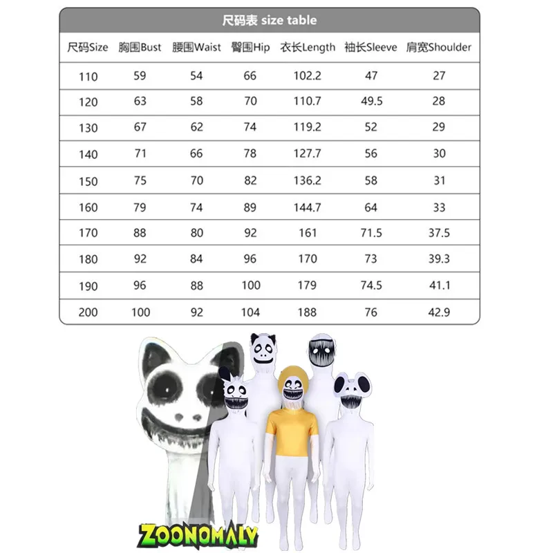 Halloween Game Zoonomaly Cosplay Costume boy girl Monster Bunny Smile Cat Koala Watermelon Fancy Dress Up Kids Zookeeper Cosplay