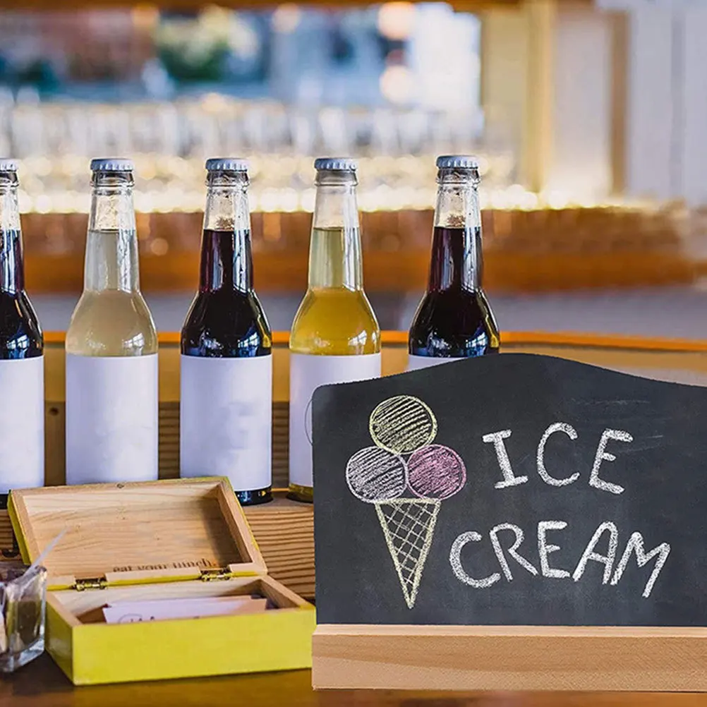 12 قطعة من السبورات الصغيرة مع قاعدة خشبية مزدوجة الجوانب سبورة صغيرة علامات لوحة الرسائل لأرقام الطاولة وحفلات القوائم #2