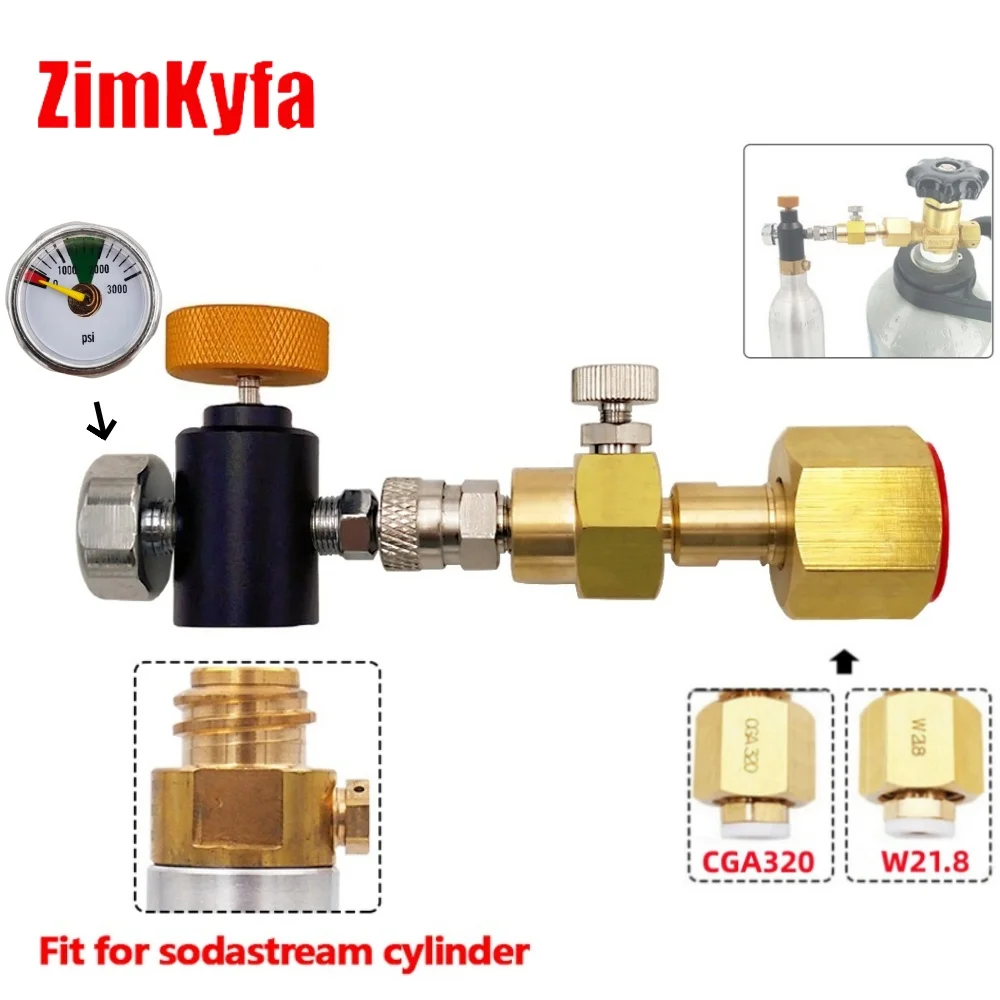 

CO2 Soda Refill Station Adaptor for Sodastream Tr21-4 Cylinder Bottle from W21.8-14 CGA320 G3/4 Carbonation Tank