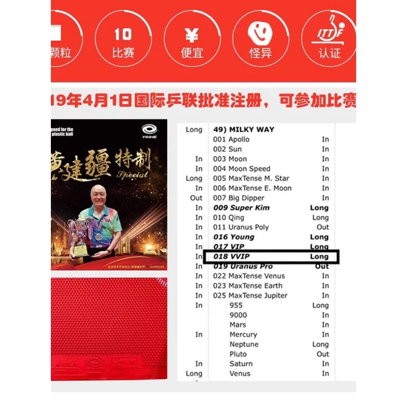YINHE VVIP تنس الطاولة المطاط نقاط طويلة OX الشفاء / غير الشفاء النقاط المتوسطة هوانغ جيانجيانغ الأخضر بينغ بونغ المطاط ITTF المعتمدة #4