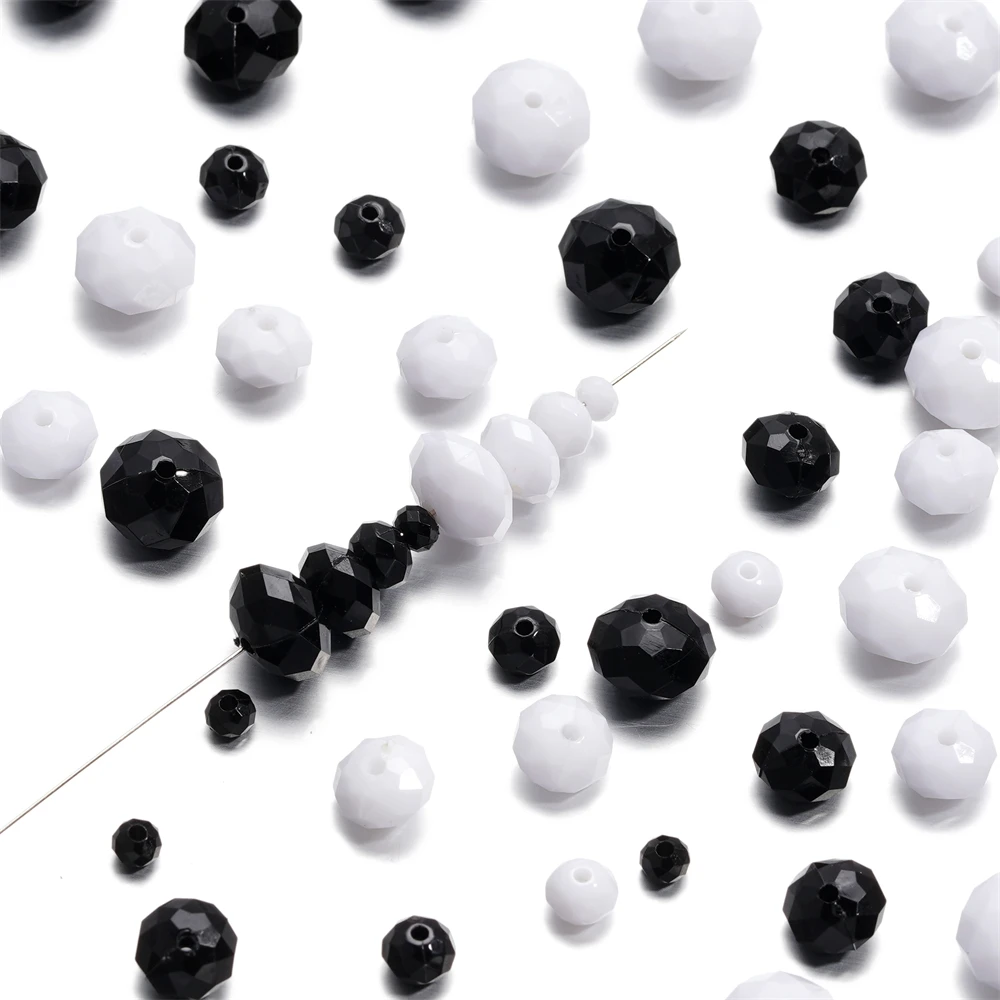 20-100pcs/lot Acrylic Black White Bead Flat Charm Spacer Loose Beads for DIY Necklace Bracelet Jewelry Making Supplies 4-10mm