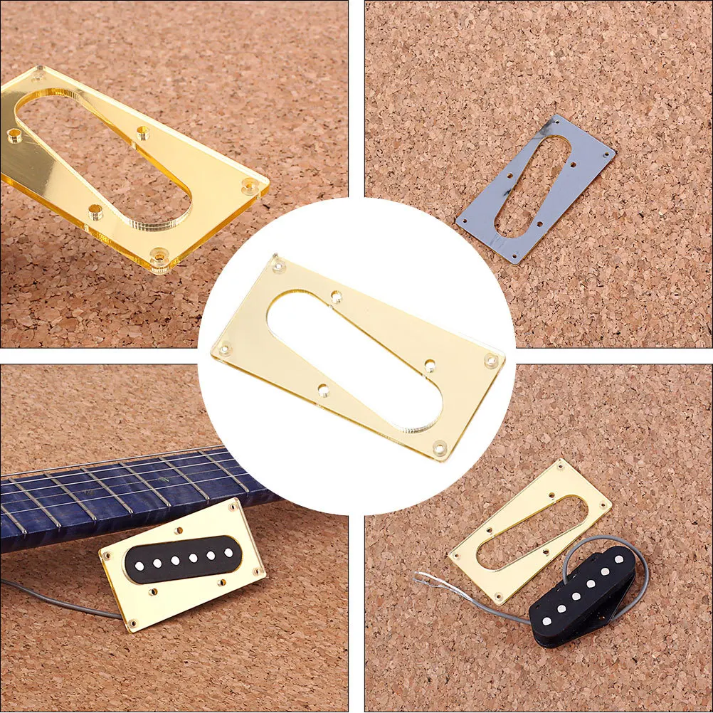 

Electric Guitar Conversion Pickup Mounting Ring Golden Protective Cover Adapter Pre-Drilled Screw Holes Single Ply Protective