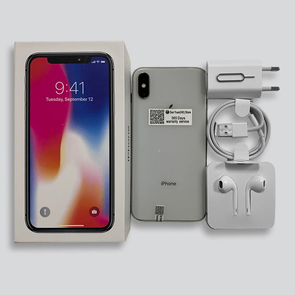 Oryginalny odblokowany telefon komórkowy Apple iPhone X 4G 3 GB RAM 64 GB/256 GB ROM 5,8 "ekran OLED 12 MP * 2 + 7 MP A11 Hexa Core CellPhone