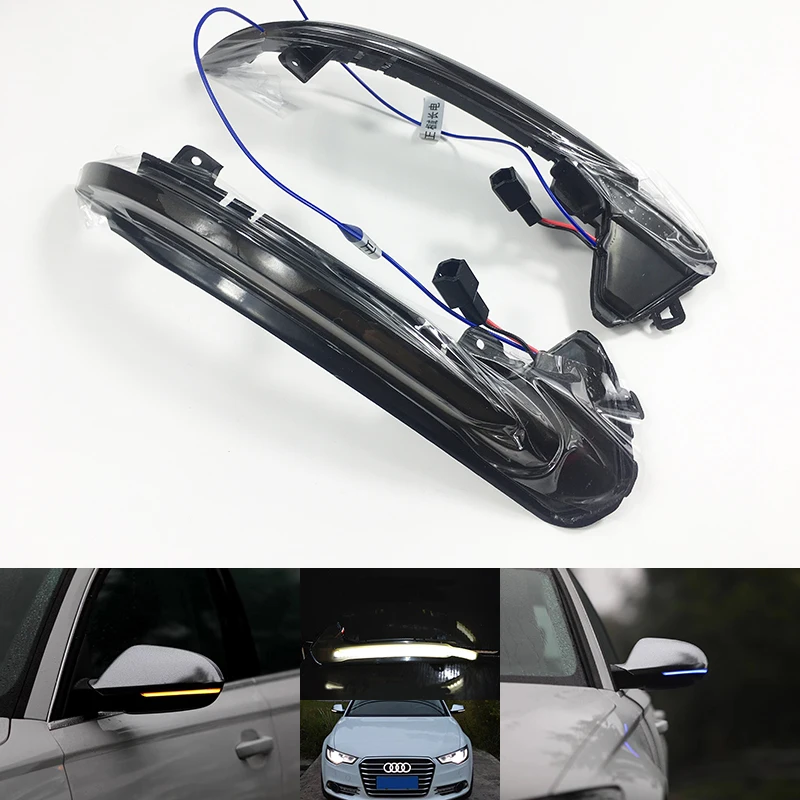 BLUE LED Rearview Side Mirror Lamp Indicator Dynamic Blinker Turn Signal Light For Audi A6 RS6 4G C7 7.5 2012 2013 2015 2018