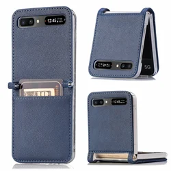 Folding Leather Case for Samsung Galaxy Z Flip 7 6 3 5 flip7 flip6 Flip4 Flip 4 5G flip5 Flip3 Protective Cover Capa