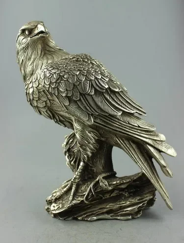 bronze factory outlets Tibet Silver Collectible Decorated Old Handwork Tibet Silver Carve Eagle On Tree Box & Statue