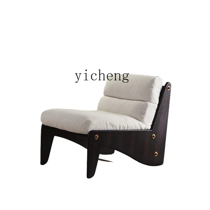 

ZC Single-Seat Sofa Chair Teddy Plush Antique Style Living Room Balcony Quiet Style Solid Wood Leisure Recliner