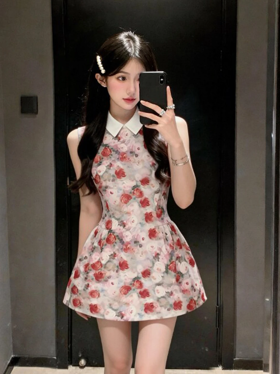

Retro Gentle Print Waist-Cinching Short Skirt Unique Beautiful Dress Summer 2026 Women's Fashion Cotton Blend Casual Dress