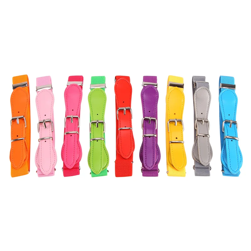 9 Pcs Kids Adjustable Elastic Belt Kids Toddler Belts Pin Buckle Belts for Girls Kids, 30-65 cm,Vivid Style