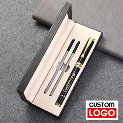 Stylos à bille en métal de luxe avec logo personnalisé, emballage de boîte-cadeau, école, entreprise, bureau, signature, papeterie étudiante