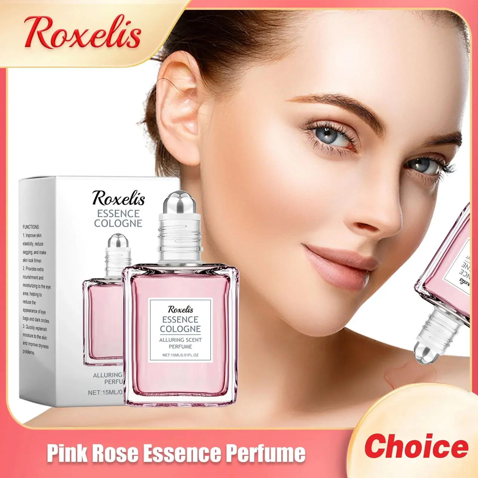 Pink Rose Essence Perfume Floral Scent Lasting Fragrance Dating Flirt Daily Dating Balminess Attract Men Women Pheromone Perfume