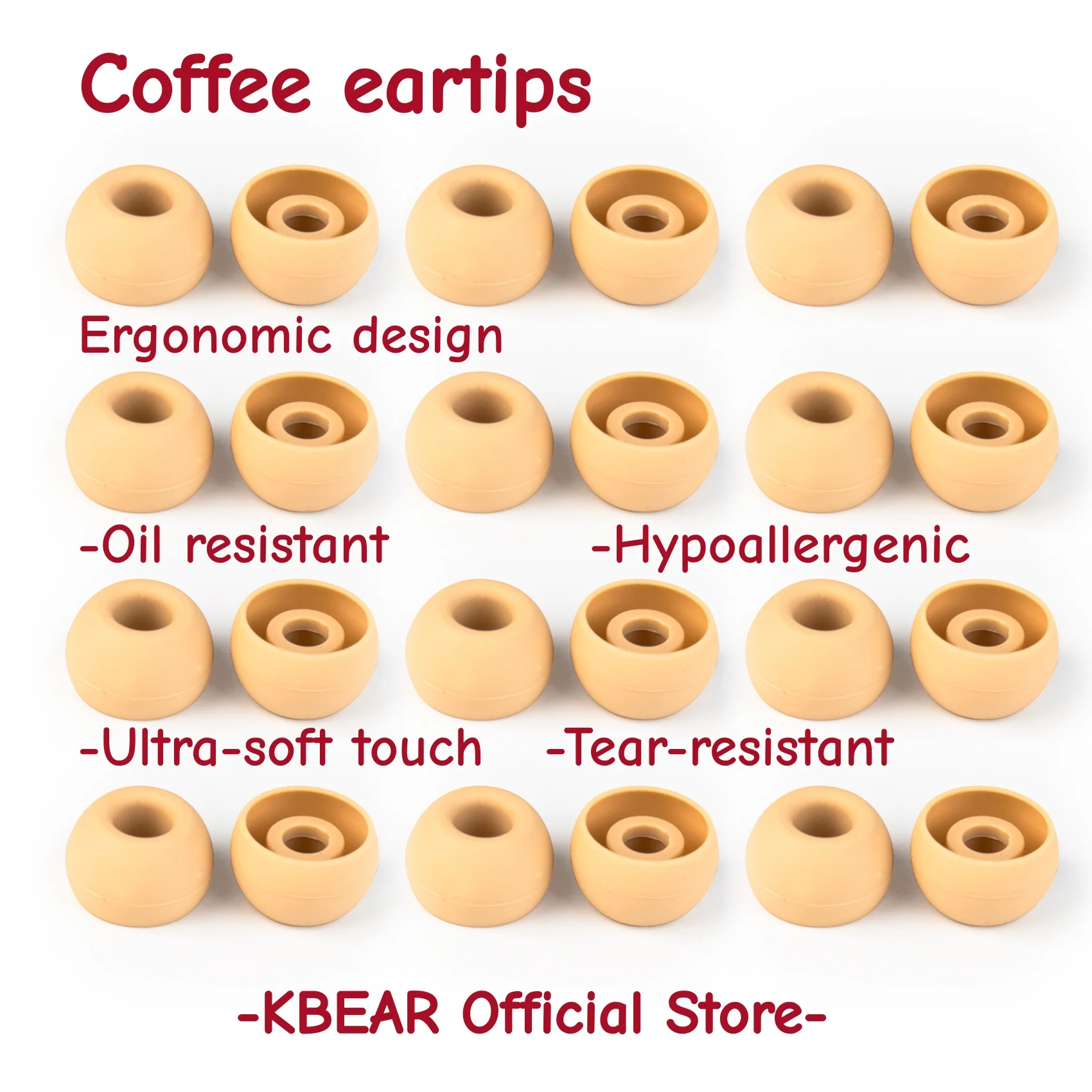 KBEAR Coffee EarTips 12 Pairs Wired Headphones Silicone Ear 