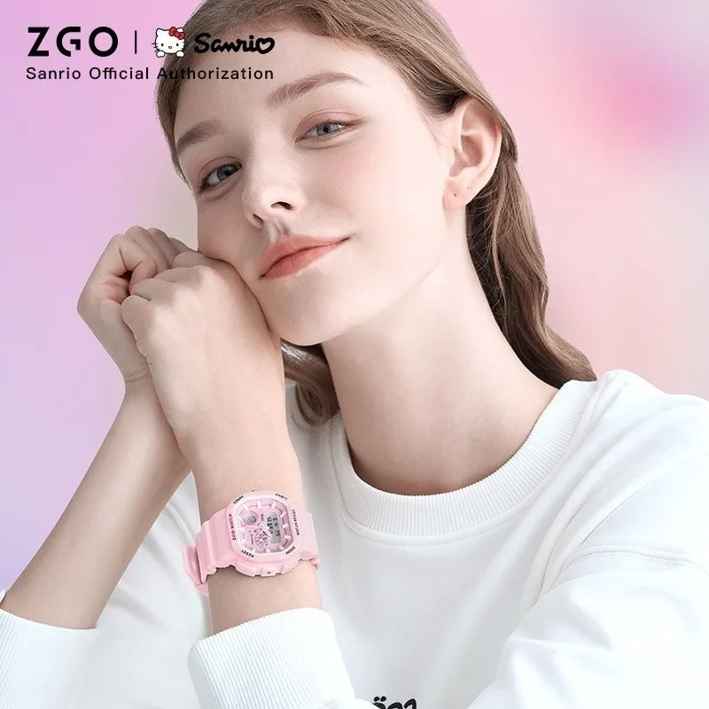 ZGO Sanrio My Melody นาฬิกาเด็กสําหรับเด็กผู้หญิง,น่ารัก Dual Display กีฬานาฬิกาอิเล็กทรอนิกส์,นาฬิกาดิจิตอลกันน้ําของขวัญ 810