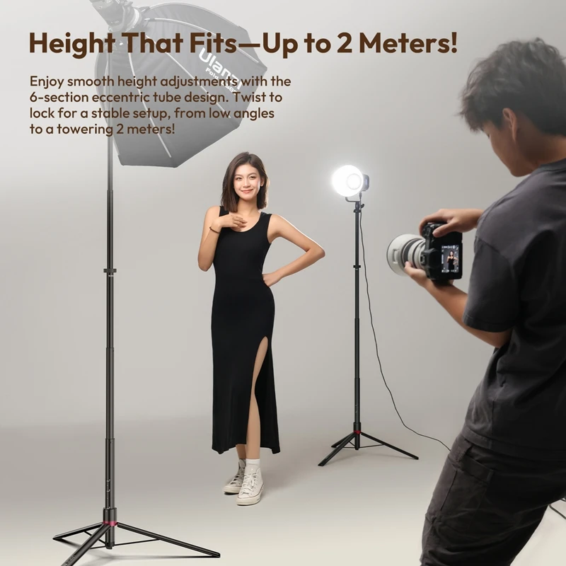​Ulanzi AT-05 2M Heavy Duty Foldable Light Stand Light Stand Tripod for V-Mount COB Fill Light Softbox Softball Light Stand