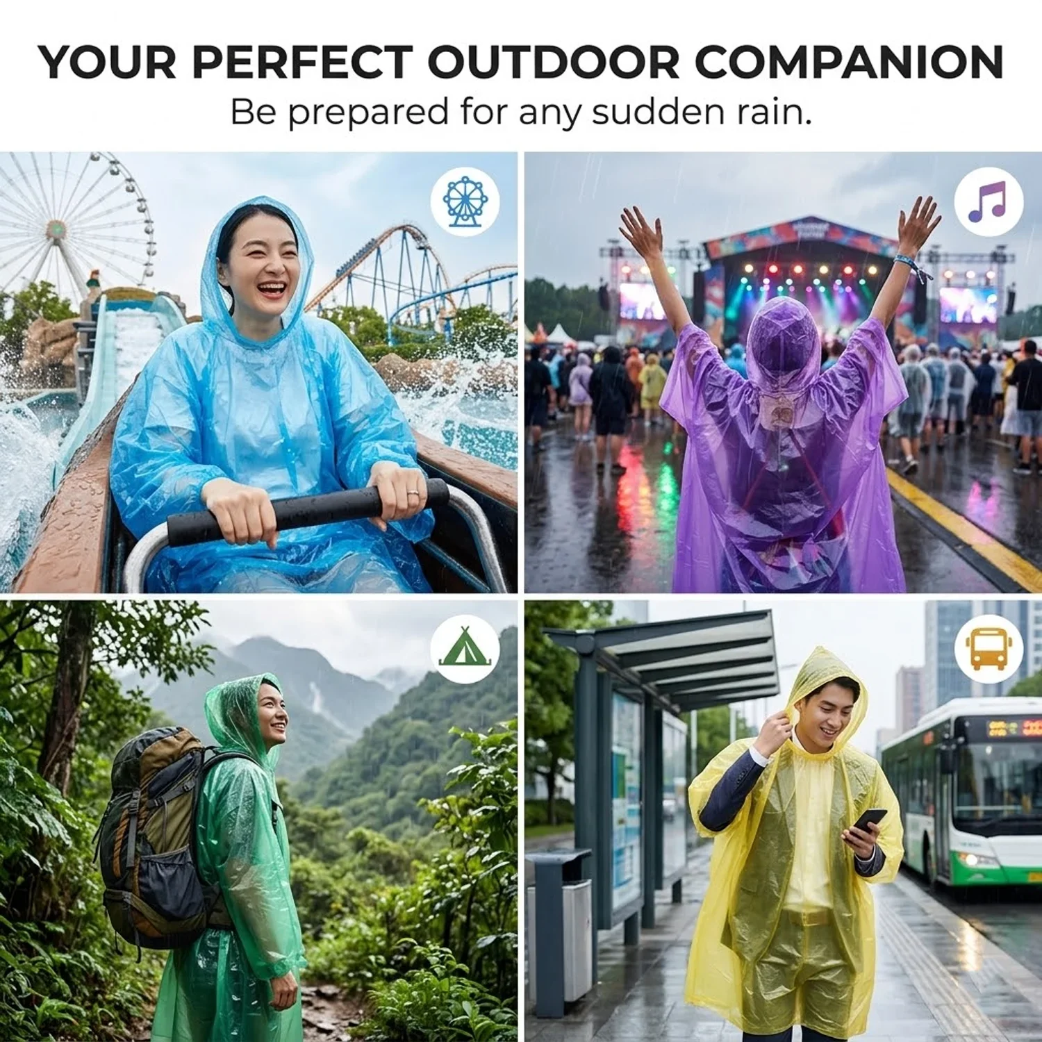 Unisex Portable Card Disposable Raincoat Lightweight PE Rain Poncho Waterproof Emergency Pocket Rainwear Outdoor Travel Hiking view 6