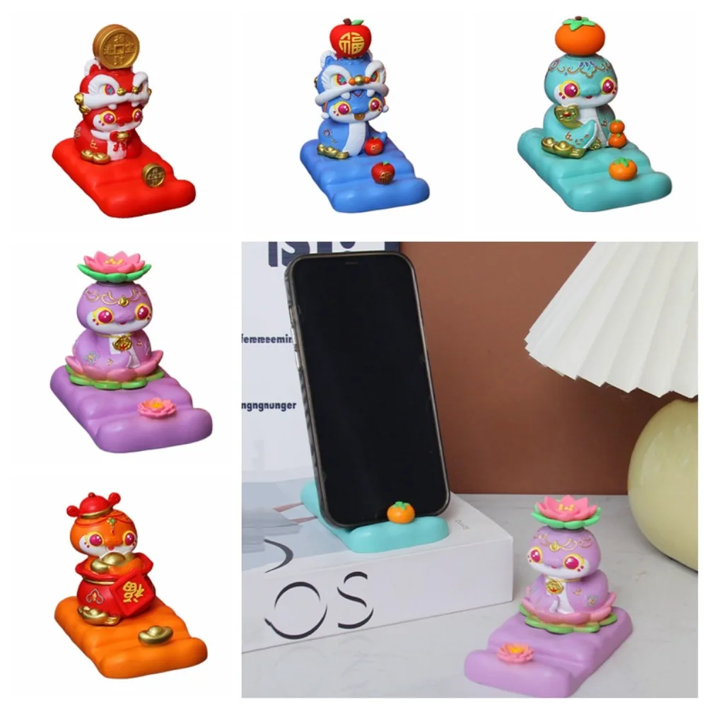 Zodiac Snake Cartoon Snake Figurine Figurine Slot Design Mobile Phone Stand Resin Craft Cute Snake Phone Holder