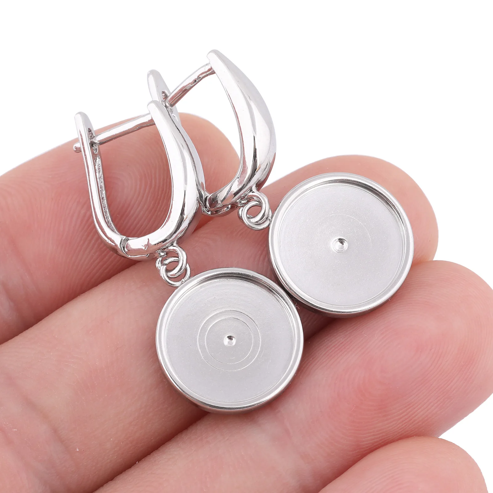 6pcs 스테인레스 스틸 맞는 12mm 카보 숑 귀걸이 기본 설정 공백 Diy 신장 귀걸이 후크 보석 만들기위한 결과