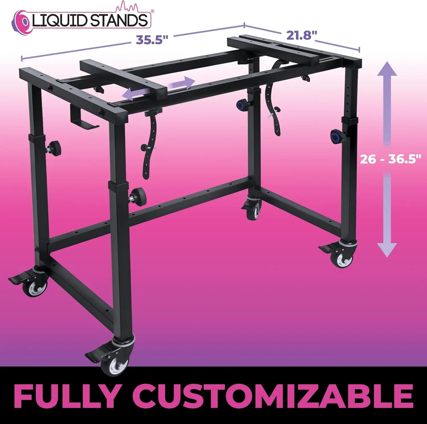 3 Tier Keyboard Stand w/ Wheels Music Studio Desk for Music Production - Electric Digital Pianos Synths for