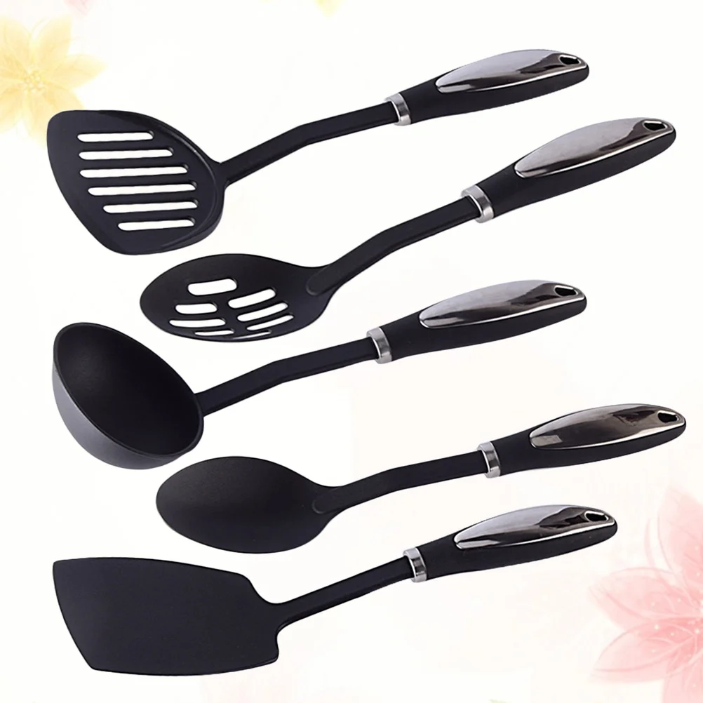 

Nylon Kitchenware 1Set Set Non-Stick Cooking Tools Stainless Steel Handle Spatula Ladle Shovel Spoon Long-Lasting Easy Clean