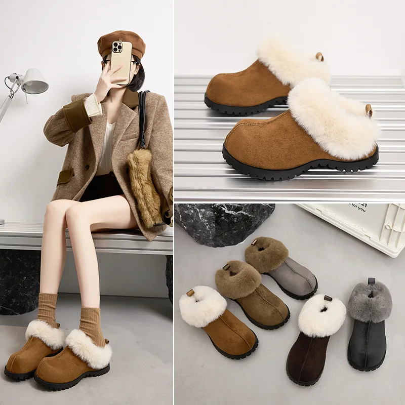 

Европейские зимние ботинки с мехом, на платформе, со скрытой танкеткой 6 см, теплые, без застежек