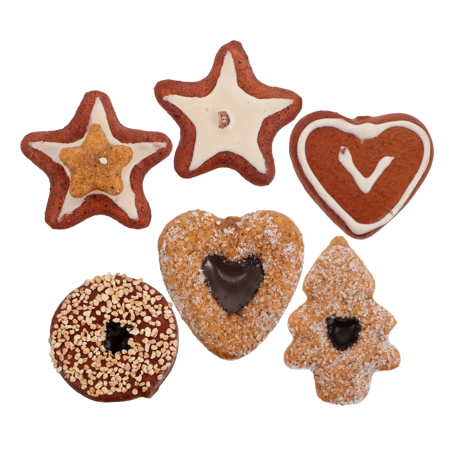 

Набор из 6 реалистичных муляжей печенья и тортов с детализированной текстурой и яркими цветами для домашнего декора, фотосъемки, оформления мероприятий и праздничного стола