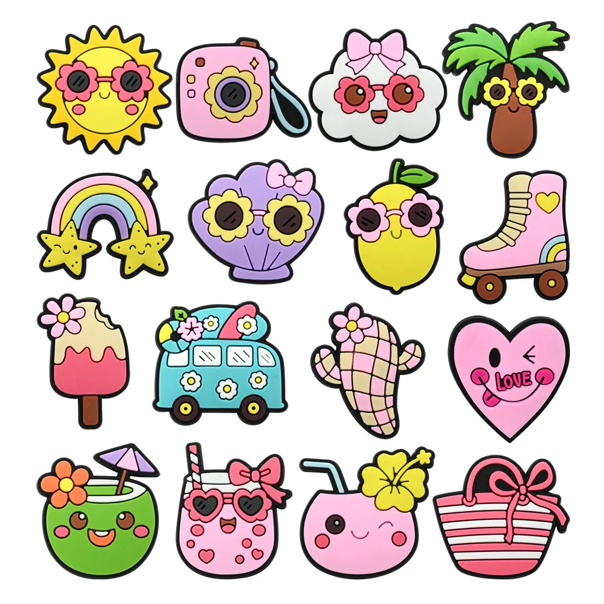 Cute cartoon seaside summer series hole shoes shoes flower shoe buckle PVC soft glue DIY removable decorative buckle jewelry