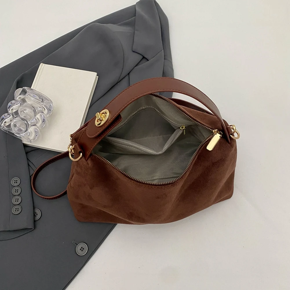 

Women Suede Crossbody Bag Adjustable Strap Hobo Purse With Inner Pocket Satchel Purse Zipper Clutch Purse for Work Travel