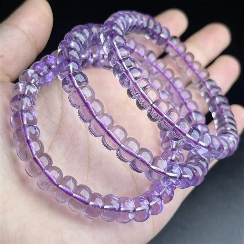 Natural Amethyst Bracelet Handmade Crystal Quartz Jewelry Stretch Bangle Children Birthday Gift 1pcs