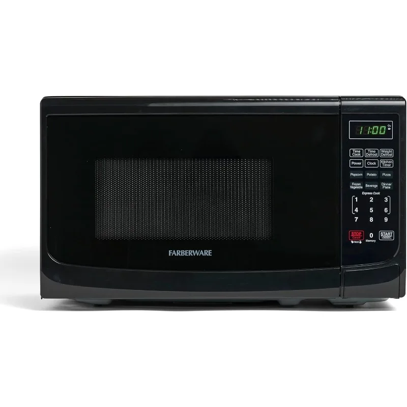 

Countertop Microwave 700 Watts, 0.7 Cu. Ft. - With LED Lighting and Child Lock - Easy Clean Grey Interior, Retro Black