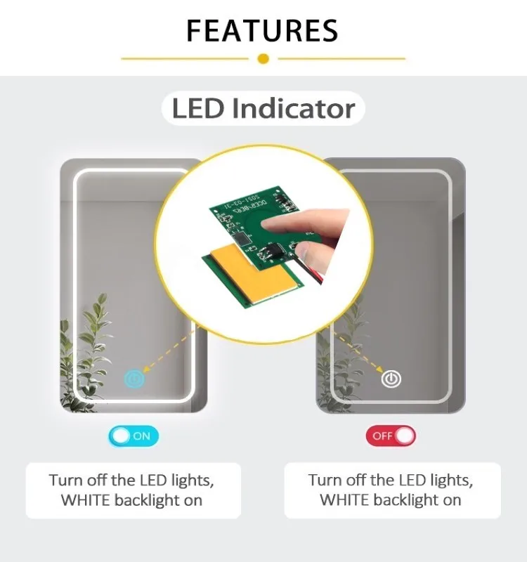 Badezimmer-LED-Dimmer 12V 24V Touch-Sensor 60W Kapazitiver Touch-Sensor-Schalter 5A Touch-Dimmer für Spiegelleuchte – Detail 1