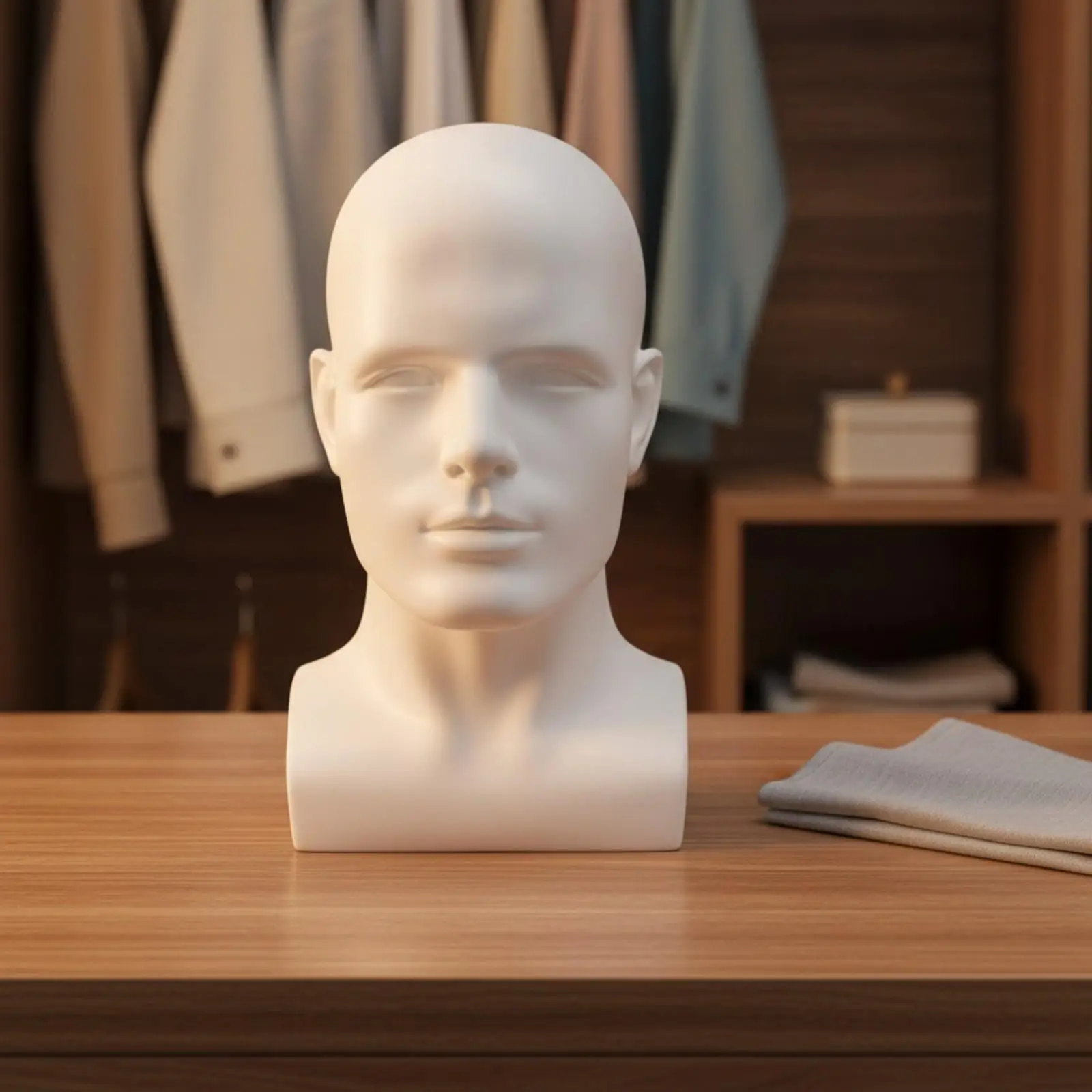 PVC Male Mannequin Bust Head Display for Hat Glasses Wig Showcase Counter Top Stable Base Shop Decor