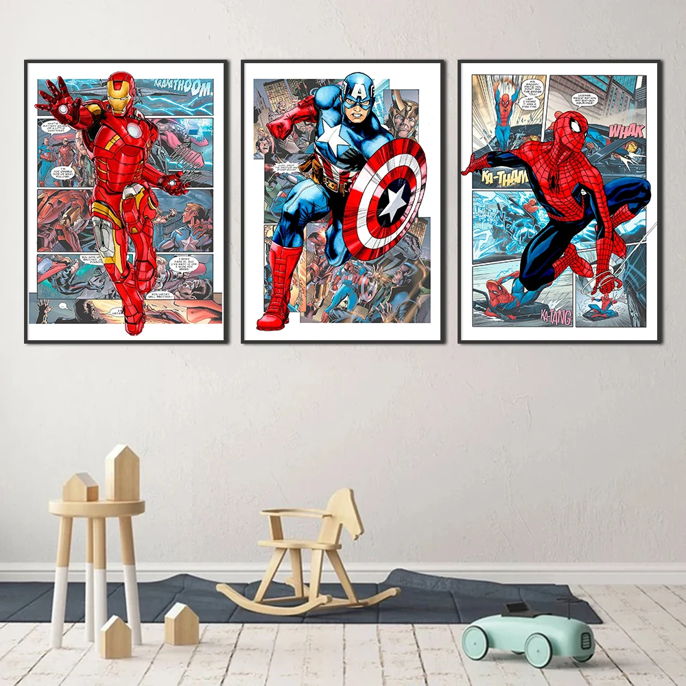 

Hulk Iron Man Spiderman Painting Superhero Poster Disney Wall Art Canvas Print Kids Gift Living Room Home Decor Pictures Cuadros