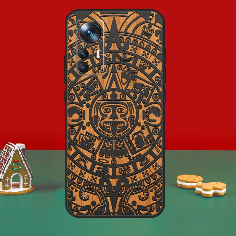 Mayan Calendar Wood Pattern Case For Xiaomi 13T Pro 14 Ultra 12 13 Lite 11T 12T POCO F5 M6 X3 X4 X5 X6 Pro F3 M5s Cover