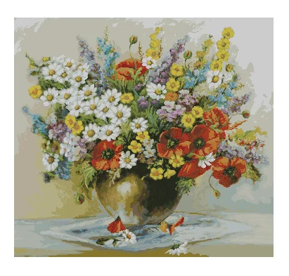 Bouquet of wildflowers 18CT 16CT 14CT Unprinted Top Quality Cross Stitch Kits Embroidery Art DIY Handmade Needlework Home Decor