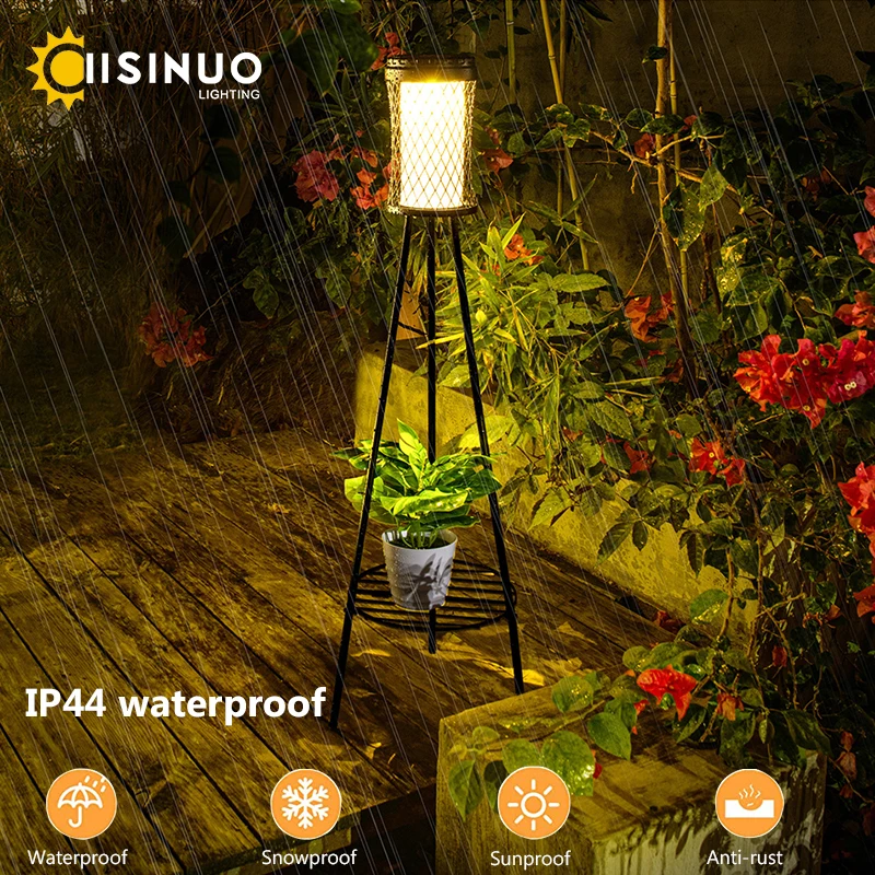 Imagem -03 - Outdoor Solar Floor Lights com Stands Planta Impermeável Street Lamps Metal Tripod Deck Iluminação de Paisagem para o Pátio Varanda Jardim