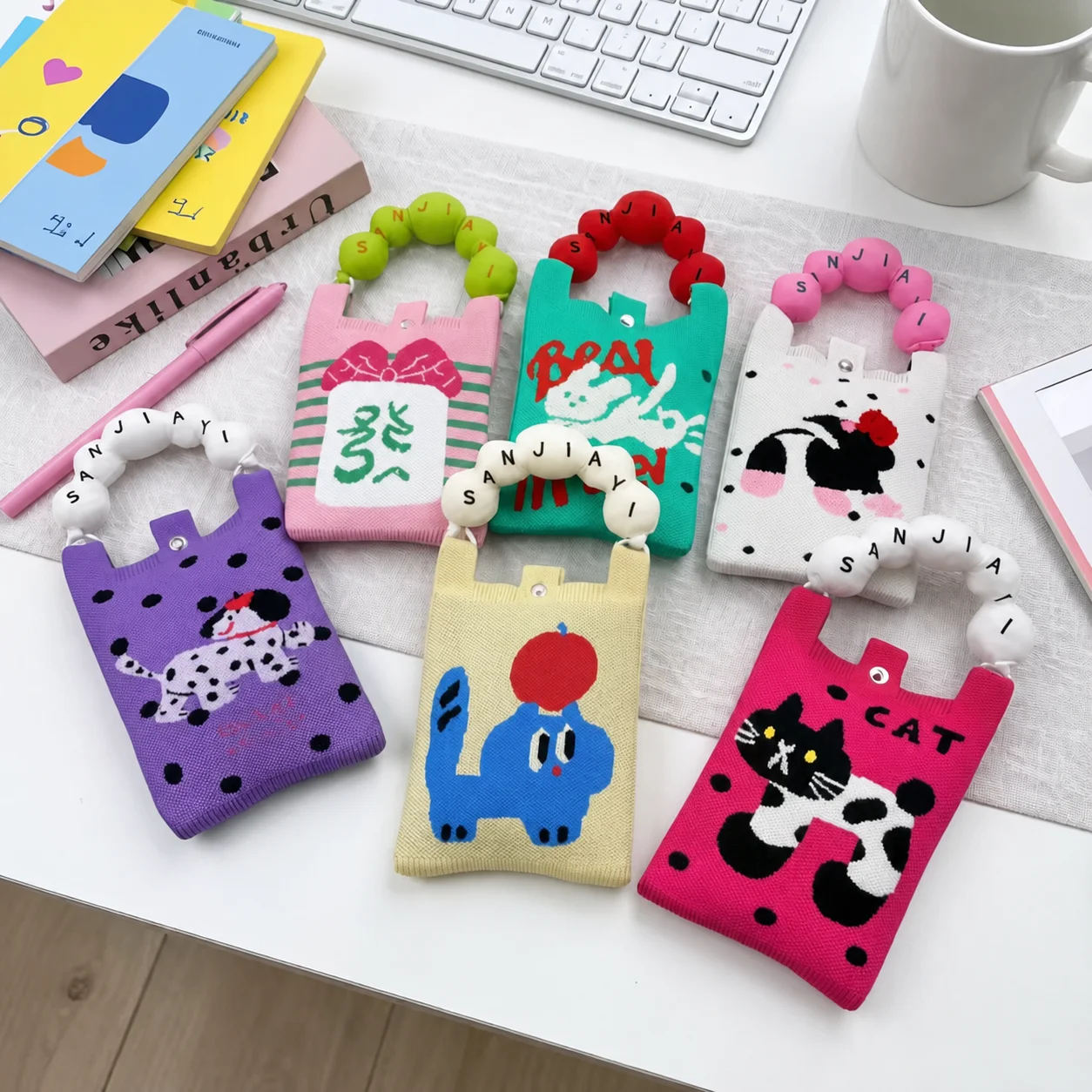 Hand Carry Bag Cute Phone Bag Knitted Mini Phone Bag Compact For Daily Outings Hand Carry Shoulder Carry