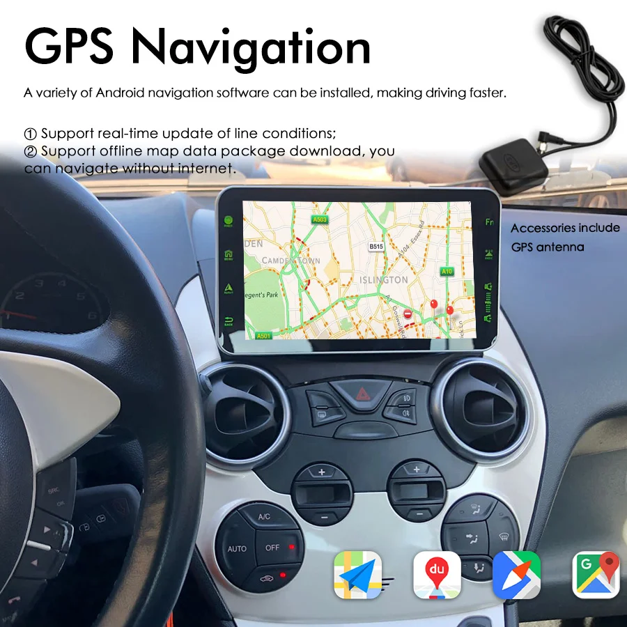 Radio samochodowe multimedialny odtwarzacz wideo nawigacja GPS dla Ford KA 2008-2012 128GB Android 13 AI CarPlay głos Stereo jednostka główna DSP