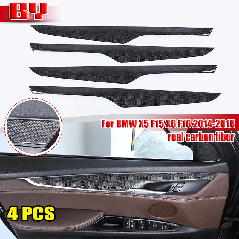 real carbon fiber For BMW X5 F15 X6 F16 2014-2018 Inside Auto Door Strips Panel Sticker Trim Car Moulding Accessories