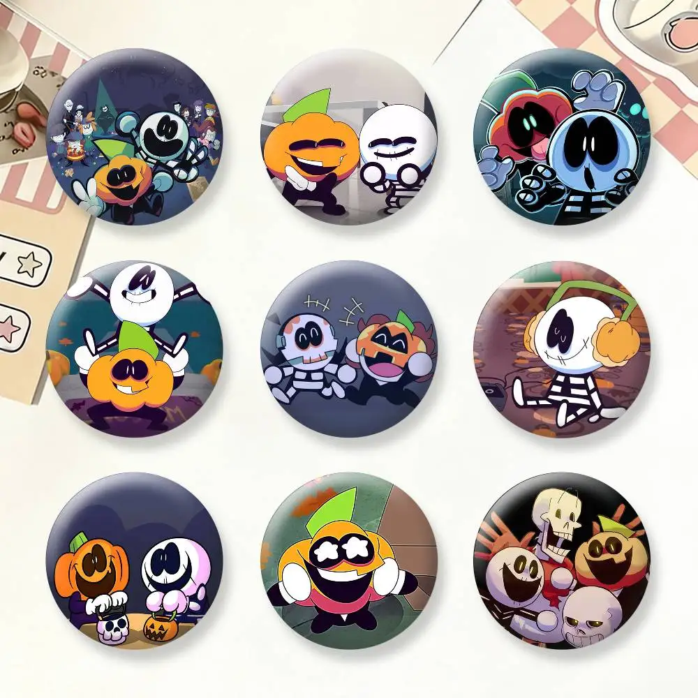 

S-Spooky Month Skid and Pump Button Pins Backpack Clothing Decor Brooch Badge Jewelry Gifts for Kids