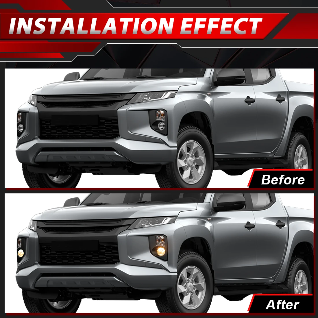 For Mitsubishi TRITON L200 2019 2020 Halogen Front Fog Lamp Kit Daytime Running Light Fog Light Kit Turn Signal Driving Lamp 12V - view 6