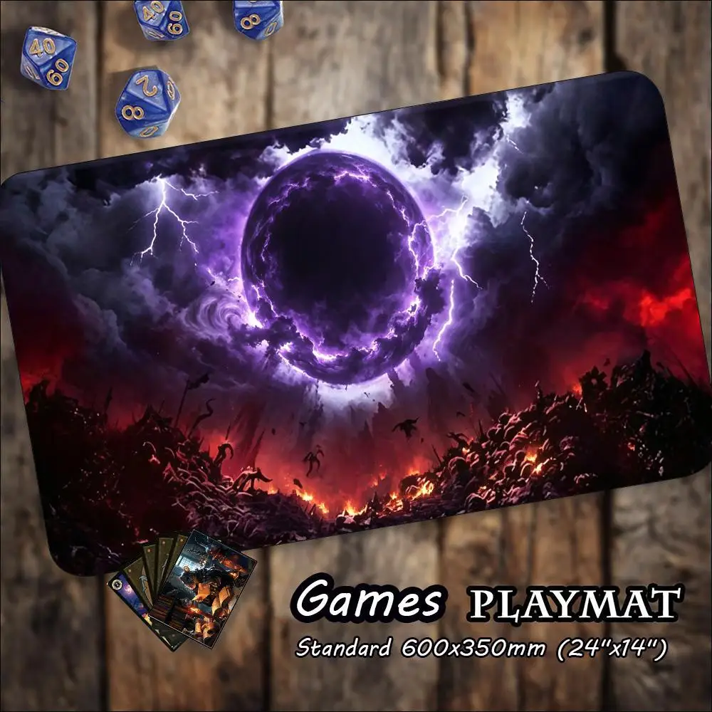 Dark Eclipse Void Mountain Fantasy Art Non‑Slip Rubber Game Playmat For Tabletop Card Game Desktop Gaming Entertainment