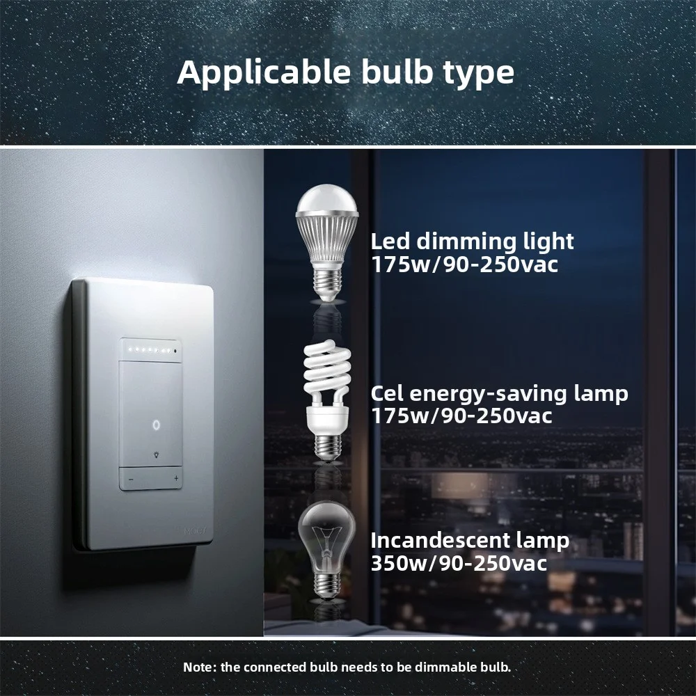 Tuya Wifi American Standard Intelligent Dimming Switch Alexa Voice Control App Remote Timed Start Stop White Dual Control Switch